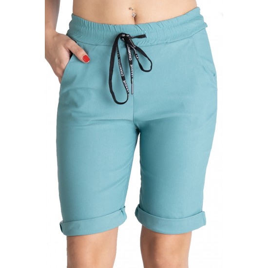 Pantaloni Scurti Dama Bleu Snur In Talie, Natalie Pantaloni Scurti Dama Bleu Snur In Talie, Natalie